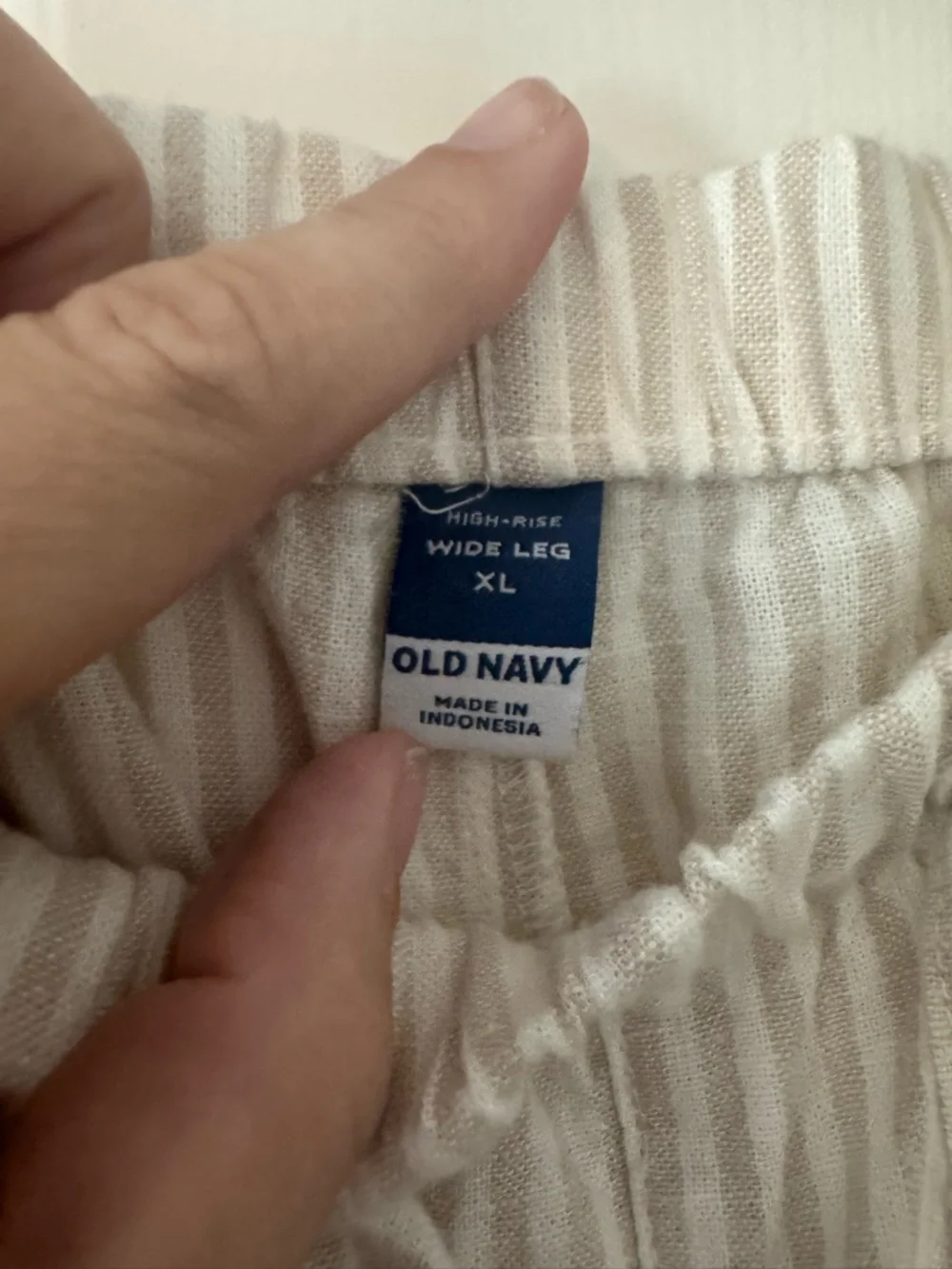 NWT Old Navy White/Tan Striped Linen Pants - Picture 3 of 5